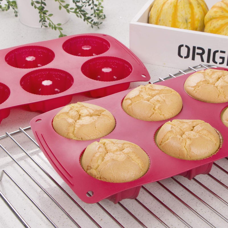 Webake Fancy Fluted Tube Cake Pan Non-stick Silicone Mini Tube Cake Baking Pan Kugelhopf Cake Mold Pack of 2 - Image 5